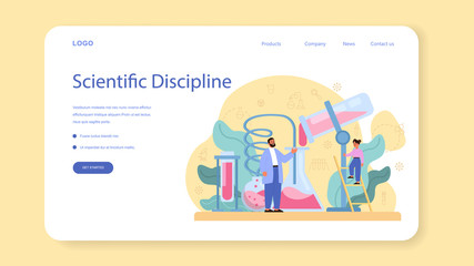 Chemistry studying web banner or landing page. Chemistry lesson