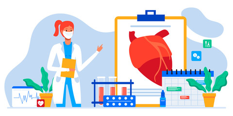 Fototapeta na wymiar Medical examination and cardiology doctor, circulatory system checkup. Heart disease human concept. Ischemic heart disease, coronary artery disease, risk with hypertension concept for banner, web site