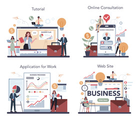 Businessman online service or platform set. Idea of strategy