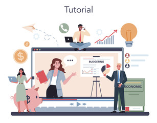 Economics and finance online service or platform. Business