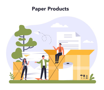 Paper production and wood industry concept. Paper factory