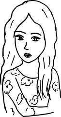 vector drawing lady face 