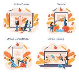 Manicurist service online service or platform set. Beauty salon