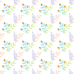 Seamless pattern of exotic hand-drawn plants, design backgrounds, vector illustration