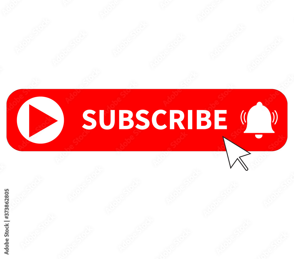Poster red button subscribe of channel on white background. subscribe button sign. subscribe button for soc