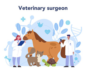 Pet veterinarian concept. Veterinary doctor checking animal.