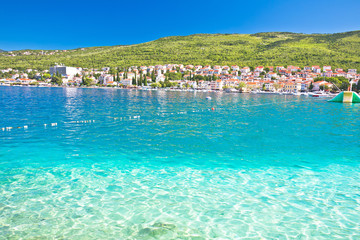 Tourist town of Selce turquoise waterfront beach view