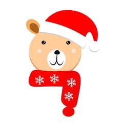 cute christmas animal in santa hat vector illustration