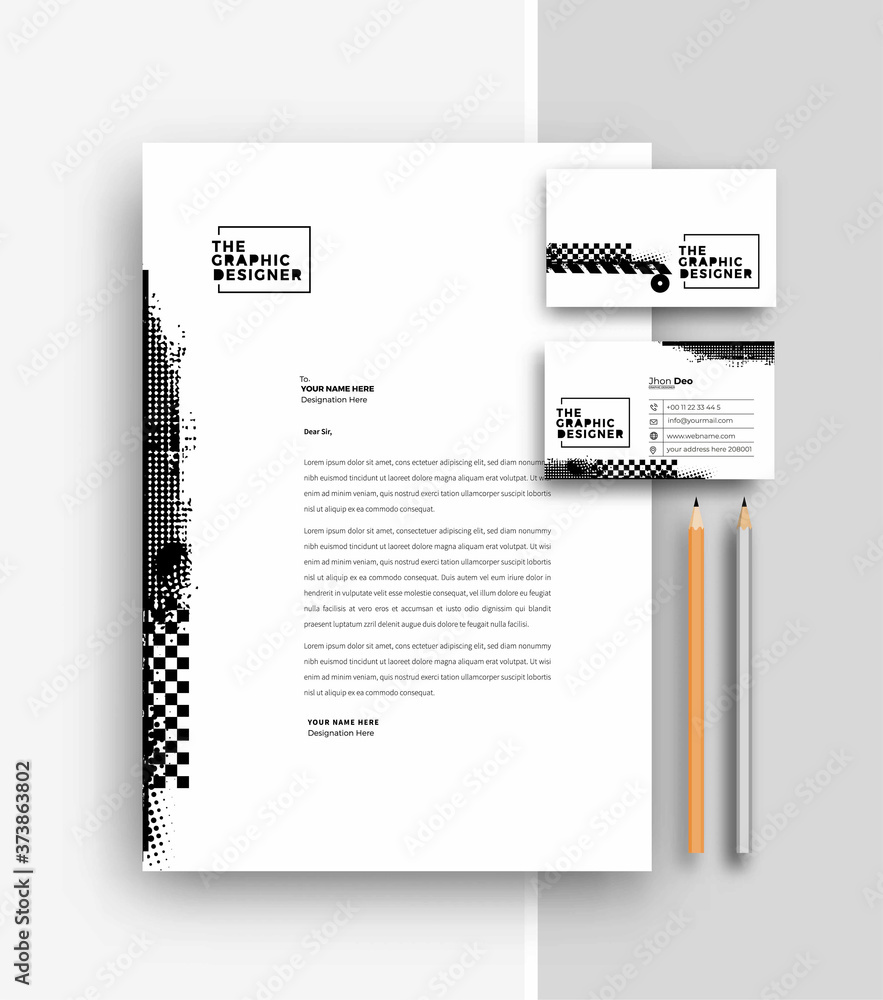 Wall mural business letterhead with business card templates design, vector illustration.