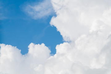 white cumulus clouds in the blue sky