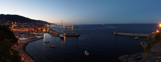 The old port city of Bastia on the french island of Corsica.