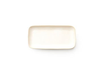 Top view of empty plate isolated on white background