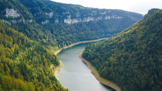 Breathtaking view of Doubs river on the border of Switzerland and France