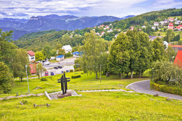 Fototapeta na wymiar Mountain village of Skrad green landscape view