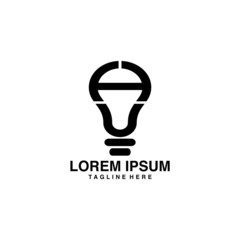 initial letter logo uh, hu, h inside u rounded lowercase black monogram with lamp concept © makrufi