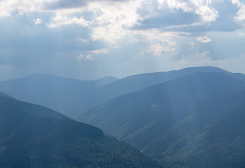 Fototapeta premium Landscape of the Carpathian ecosystem. Gorgany Region, Ukraine. Gorgany Nature Reserve is a unique Carpathian mountain region.