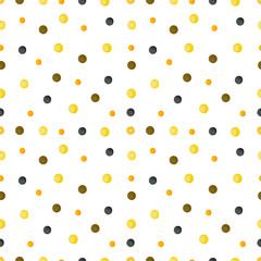 Watercolor seamless pattern of colored circles for happy halloween. Background.