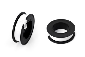 Pipe thread seal tape isolated on white background.