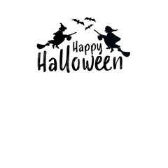 Fototapeta na wymiar Halloween greeting. Flying witches and bats silhouette.