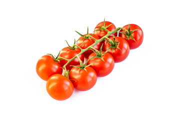 cherry tomatoes on a branch on a white background. sale of vegetables