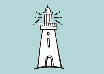 Lighthouse vector illustration hand drawn style.