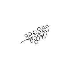 A branch with berries. Vector illustration. Hand drawn simple floral icon.