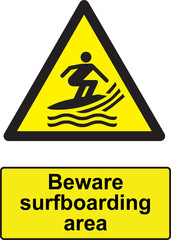 Beware surboarding area signs and symbols