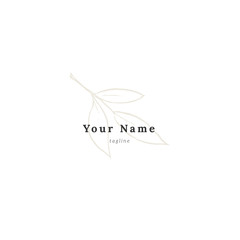 Simple vector floral logo template. Hand drawn leaves.
