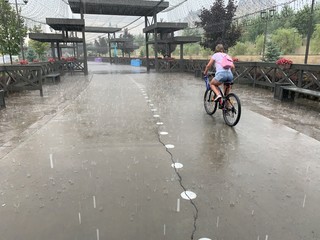 Cycling under the rain
