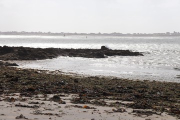 Vue de l'océan atlantique, ville de Larmor-Plage, département du Morbihan, région Bretagne, France