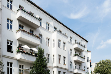 Fototapeta na wymiar Typical residential buildings in Kreuzberg quarter of Berlin.