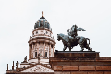 Fototapeta na wymiar View of Deutscher Dom in Gendarmenmarkt in in Berlin Mitte