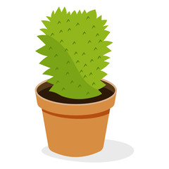 
Ferocactus potted plant flat icon 
