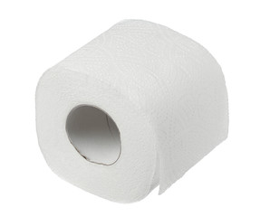 Roll of toilet paper or tissue isolated on white background with clipping path and full depth of field.