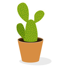 
Indoor opuntia plant in flat icon, ornamental plant  
