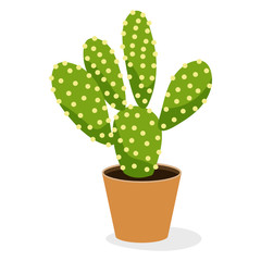 
Indoor opuntia plant in flat icon, ornamental plant  
