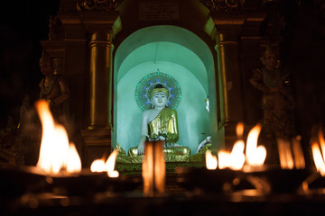 Buddha statue at Shwedagon Pagoda, Yangon, Myanmar