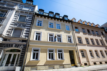 beautiful old buildings, historic houses in Mmunich, Lehel, restored houses, old buildings in Munich, Gothic