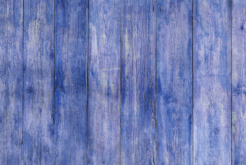 Blue wood background, old wooden wall, painted texture.