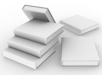 template empty hardcover book mockup set white background , 3d rendering	
