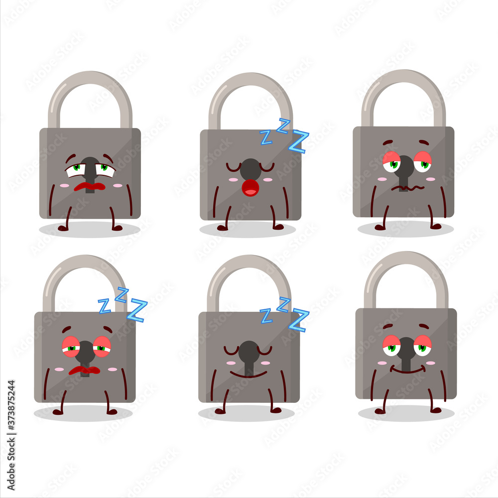 Canvas Prints Cartoon character of lock with sleepy expression