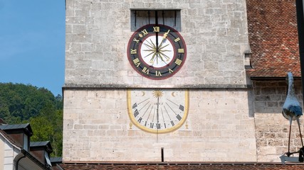 Two clocks on a tower