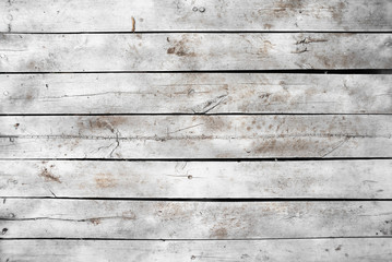 Old white wooden plank top view background.