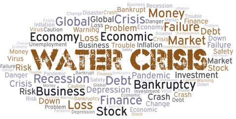 Water Crisis word cloud create with text only.