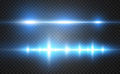 Obraz premium Vector light special effect. Luminous stripes on a transparent background.