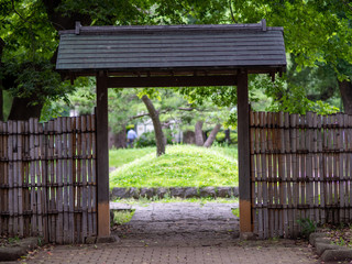Wooden Gate in Japanese Garden