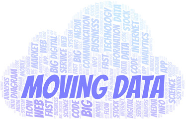 Obraz premium Moving Data vector word cloud, made with text only.