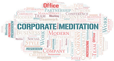 Fototapeta premium Corporate Meditation vector word cloud, made with text only.