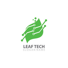 Leaf with Technology logo designs concept vector template design