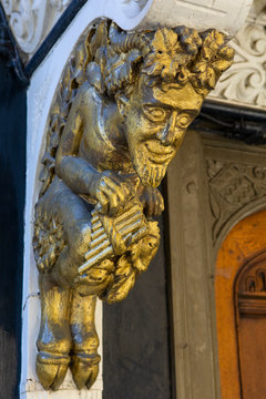 Faun Sculpture at Brasenose College in Oxford, UK. This sculpture, along with a door with a lion-like carving is said to have inspired CS Lewis to create The Lion, The Witch and the Wardrobe.